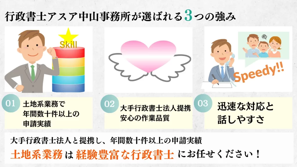 行政書士アスア中山事務所の3つの強み